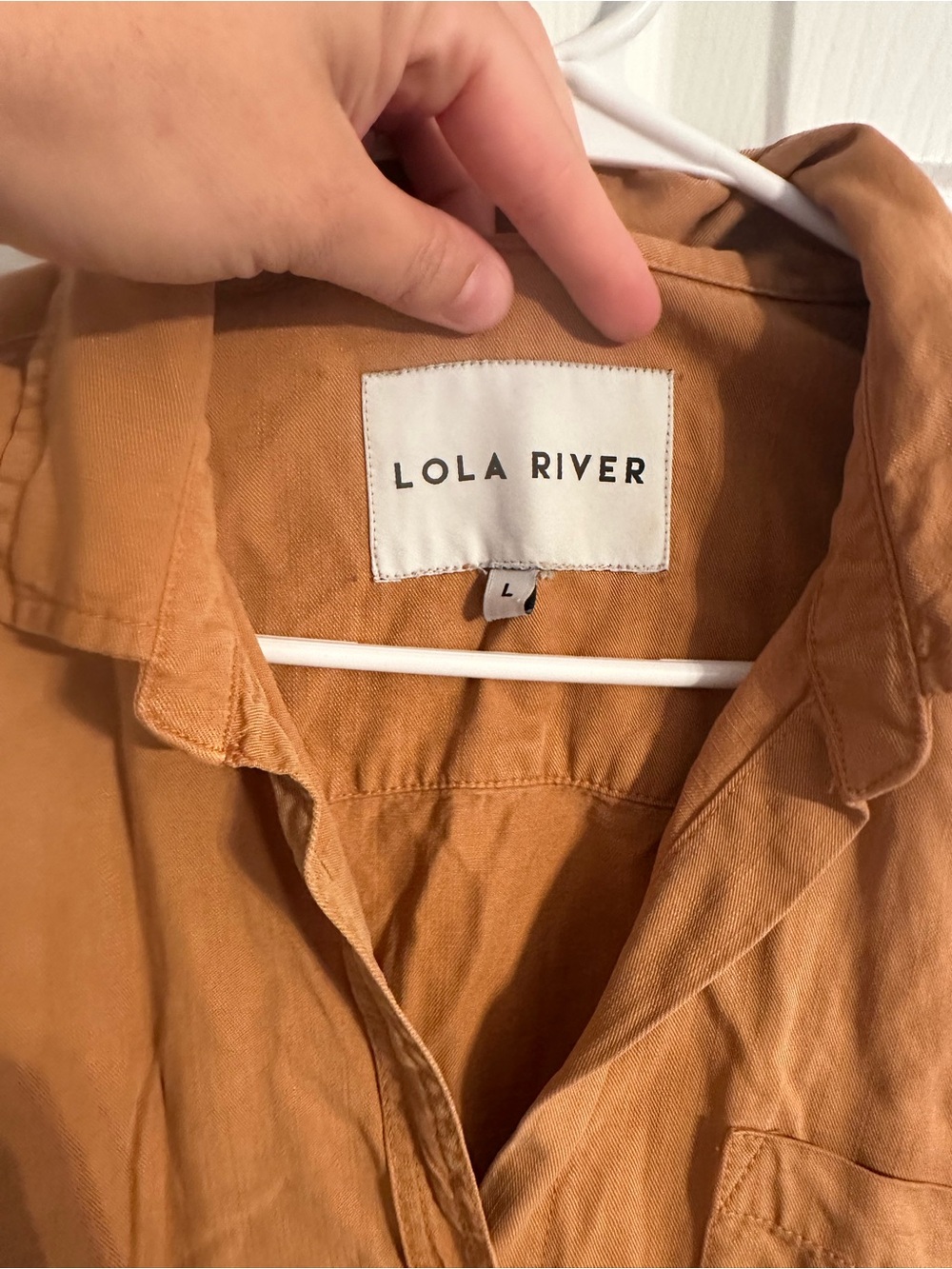 Woman’s Rust Color Long-Sleeve Button-Up Shirt - Picture 6 of 6